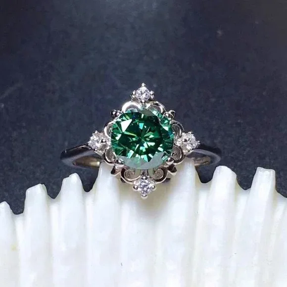 High Quality Zircon Ring Green Crystal CZ Rings For Women, HA4435-6 - Picture 4 of 6
